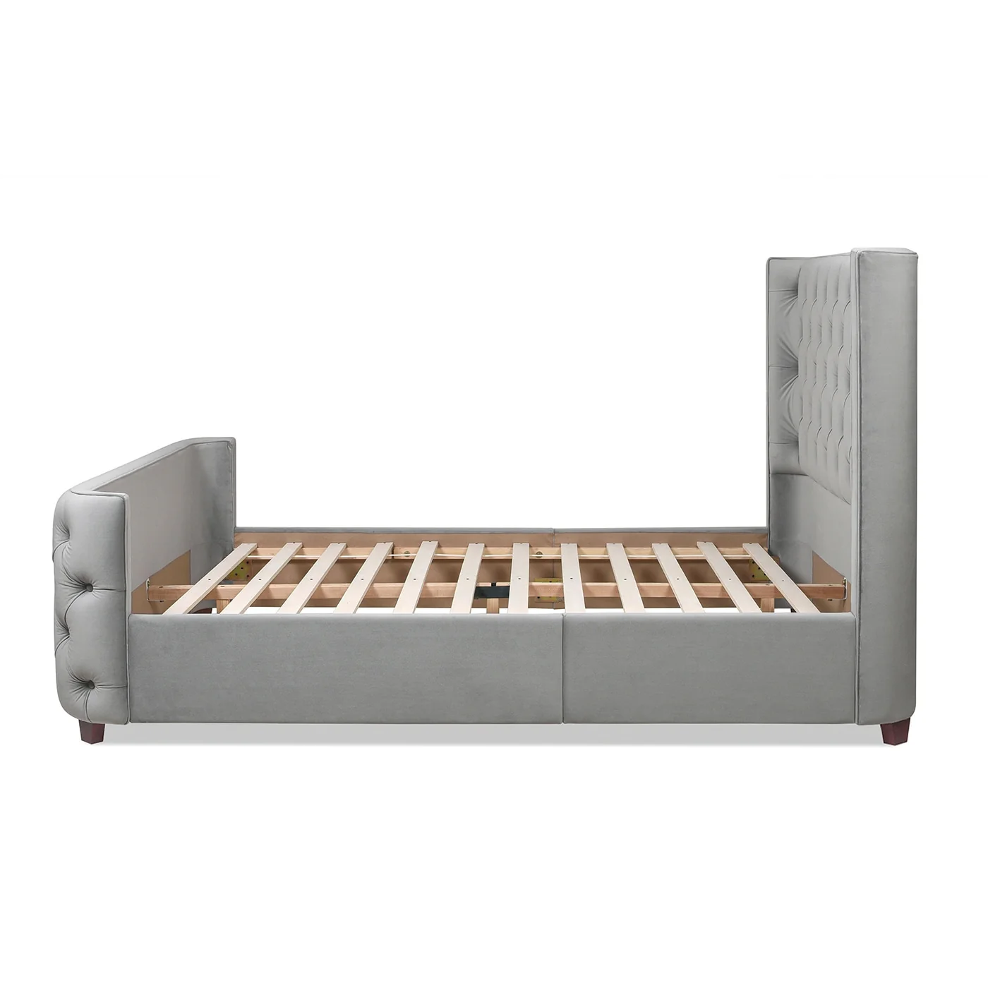 Geneva Curved Wing Upholstered Platform Bed Frame