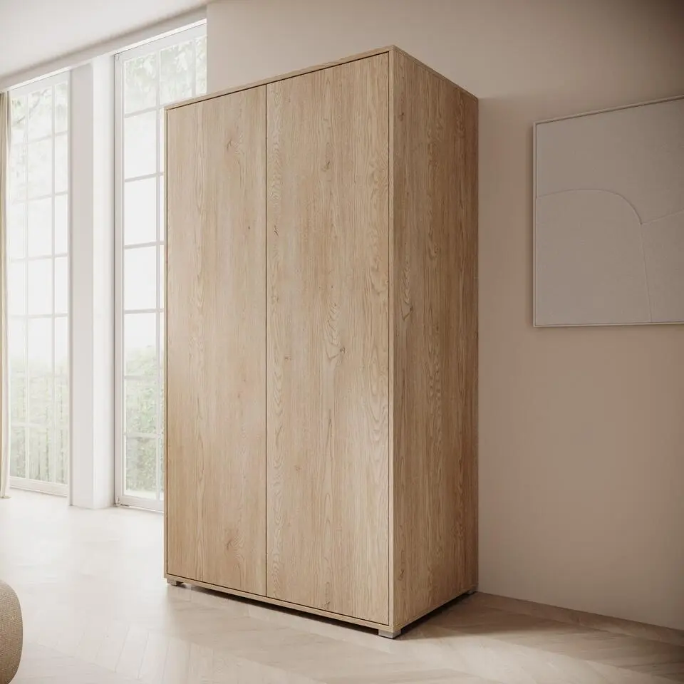 Meubella - Gideon - Kledingkast 2-deurs - Eikenpatroon - 100x59x178 cm