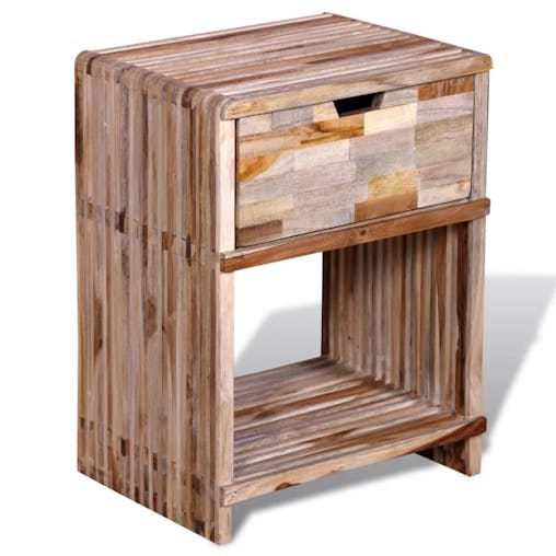 NNEVL Nightstand with Drawer Reclaimed Teak Wood
