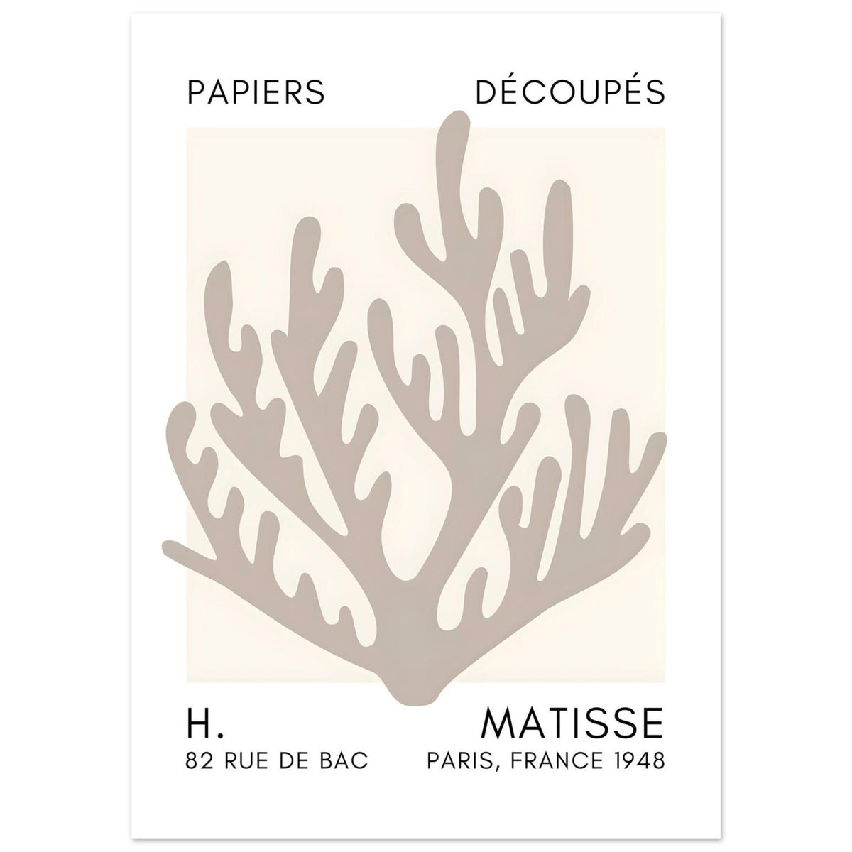 Artfulprints Poster Matisse – Coral harmony grey  - 50x70 cm - Grijs