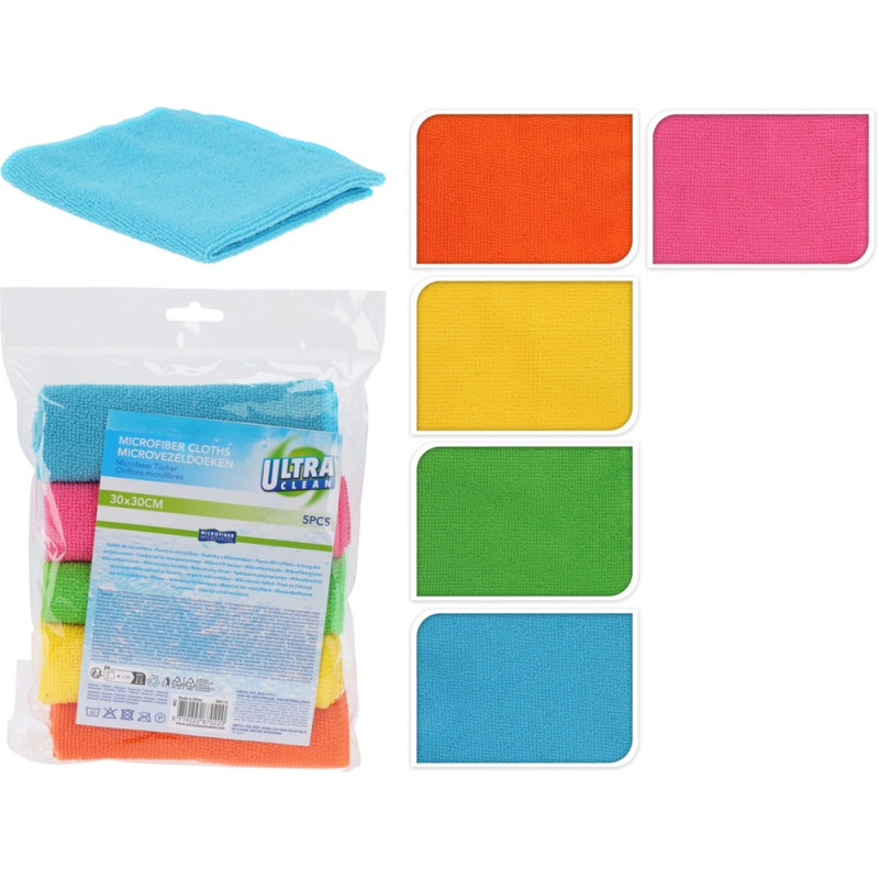 Chiffon de nettoyage en microfibre 30 x 30 cm 5 pièces