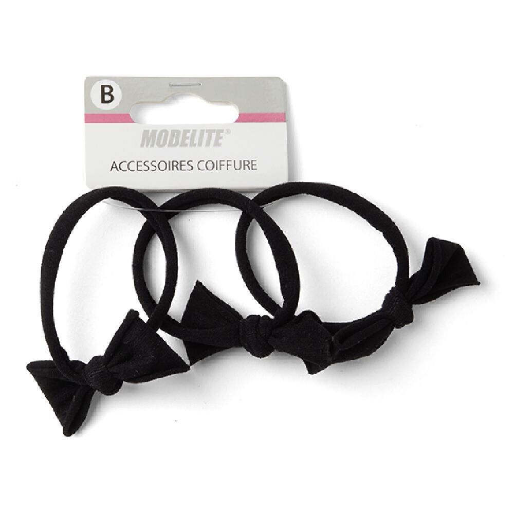 Lot de 3 élastiques à cheveux avec noeud papillon polyester noir