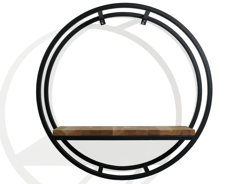 Półka loftowa okrągła dębowa 60cm 3d
