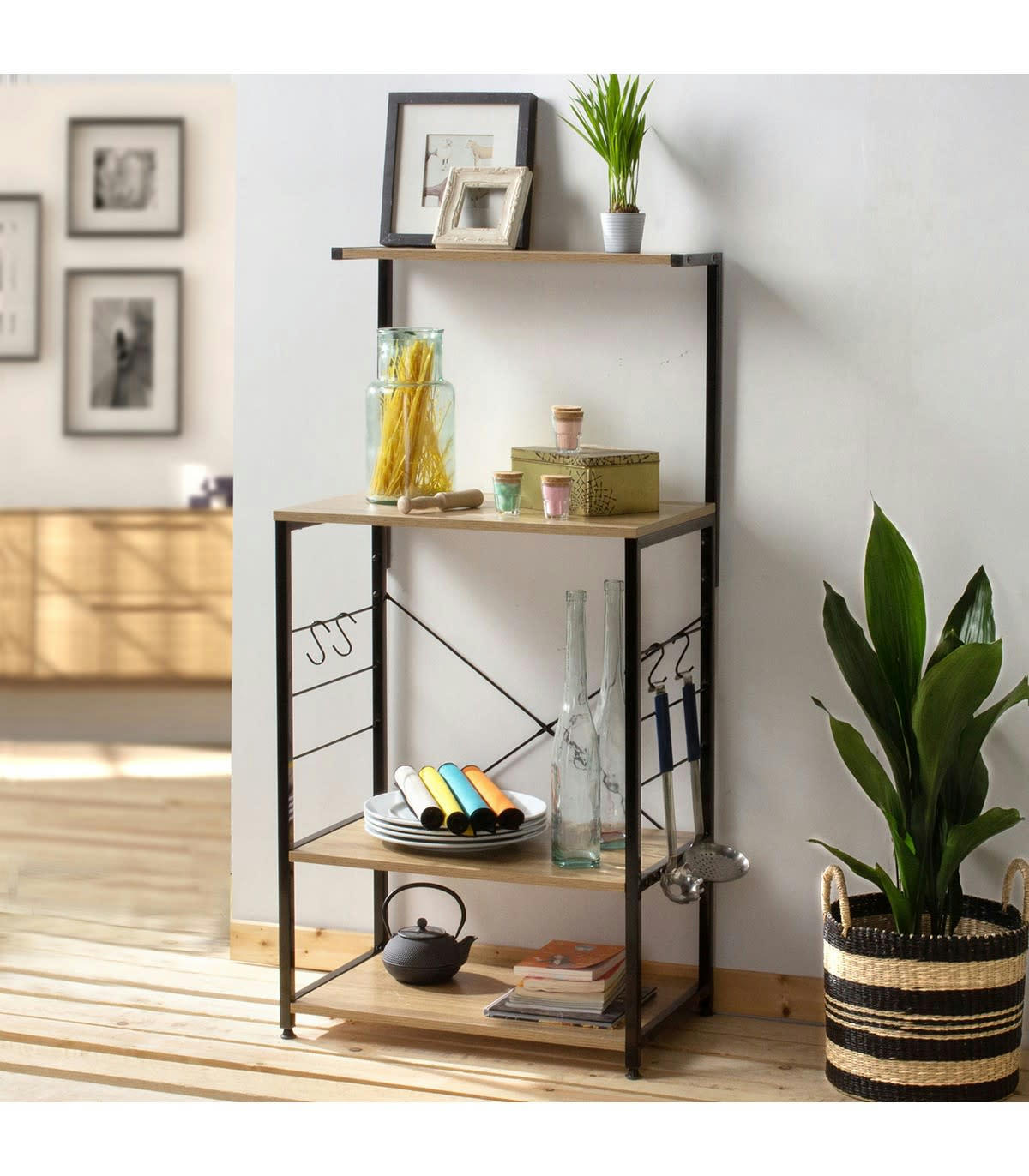 - Etagère de rangement cuisine 4 niveaux - Noir