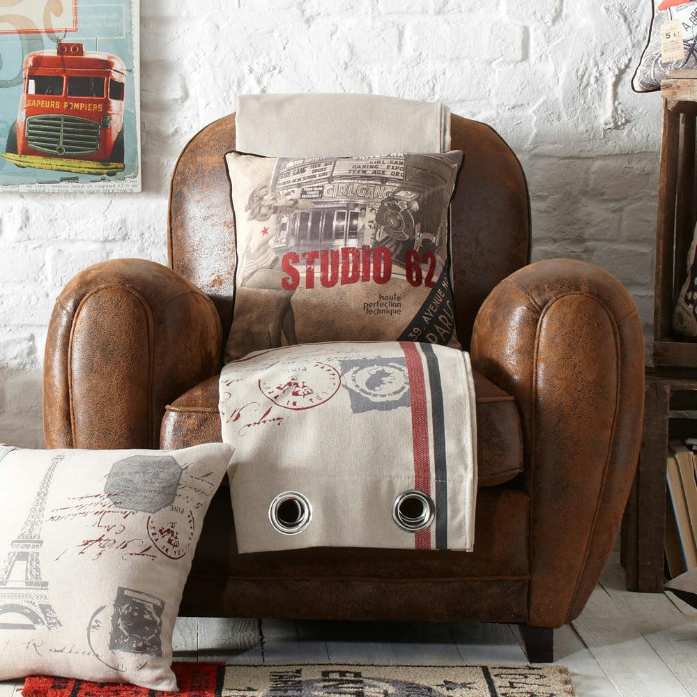 Arizona - Fauteuil club en suédine marron