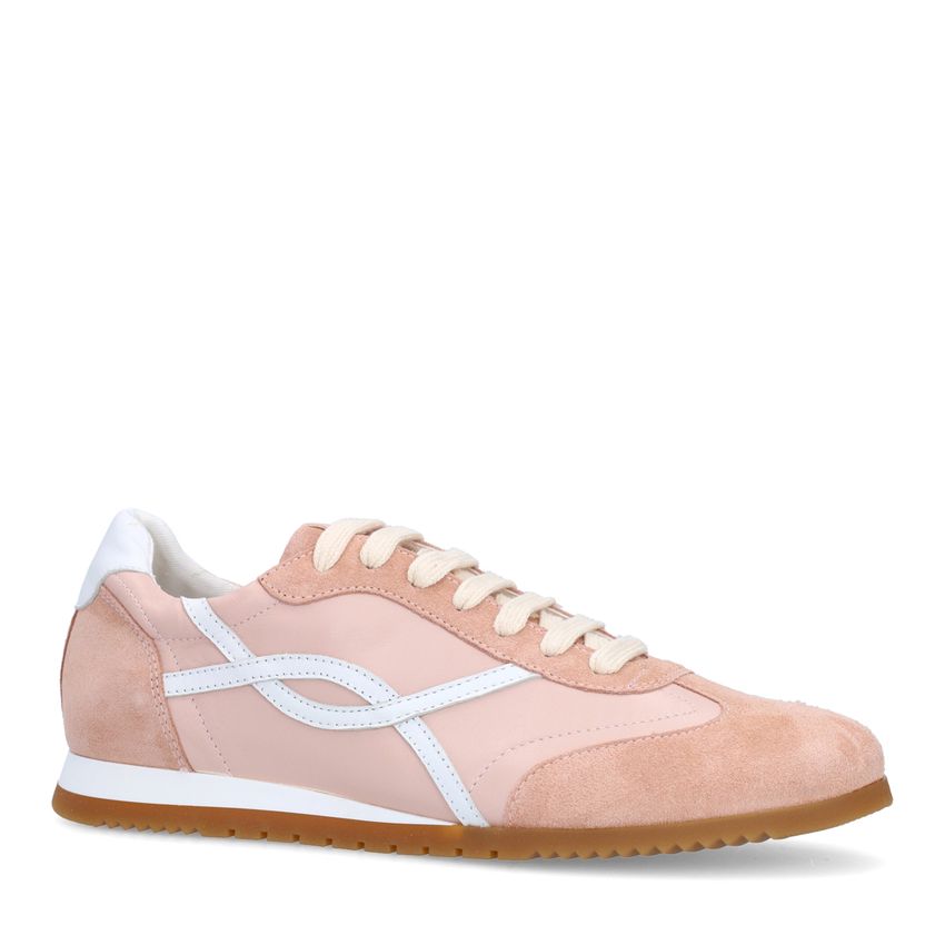 Manfield Roze leren sneakers