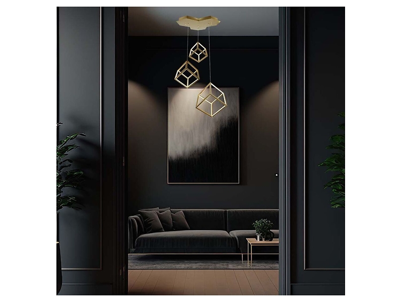 Lampa wiszącaVT-7920 LED 3-punktowa ze ściemniaczem złota