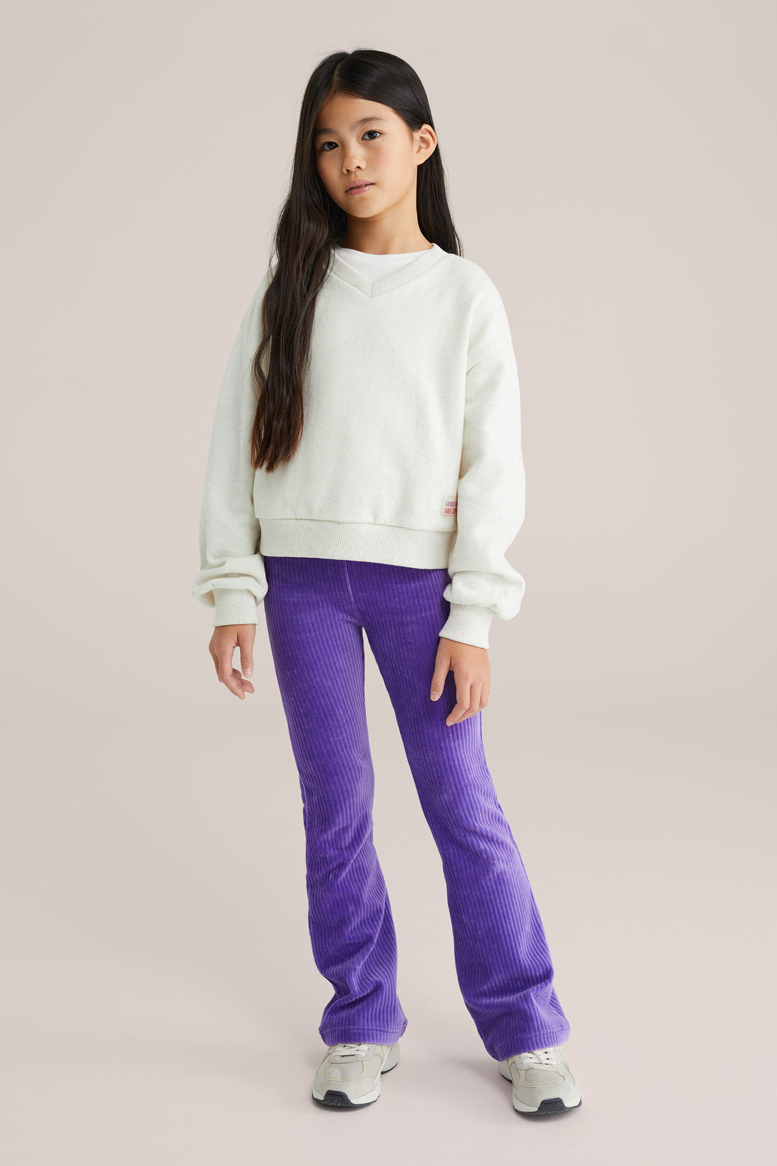 Meisjes velvet flared legging van ribstof