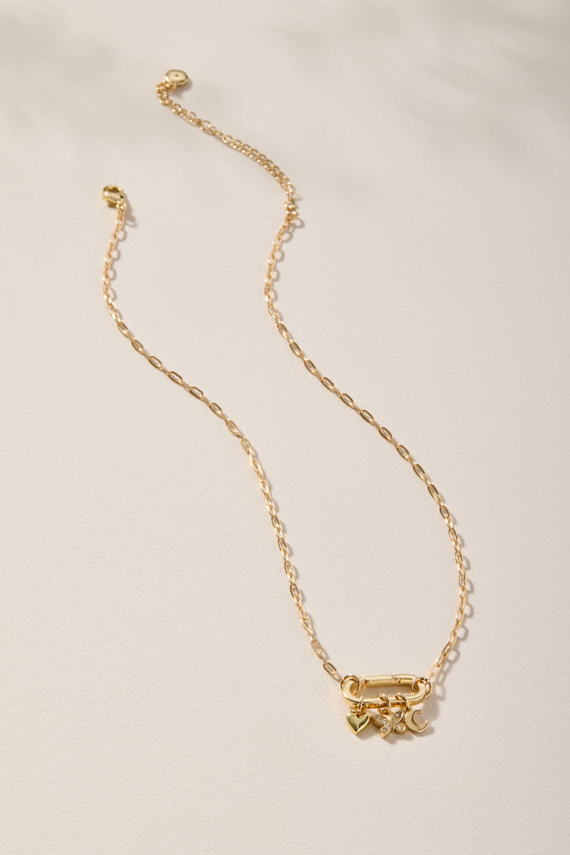 Eleanor Gold Carabiner Charm Necklace
