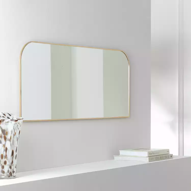 Habitat Gold Round Edge Rectangular Wall Mirror - 40x100cm