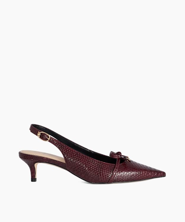 Cassie Burgundy - Bow-Detail Slingback Court Shoes