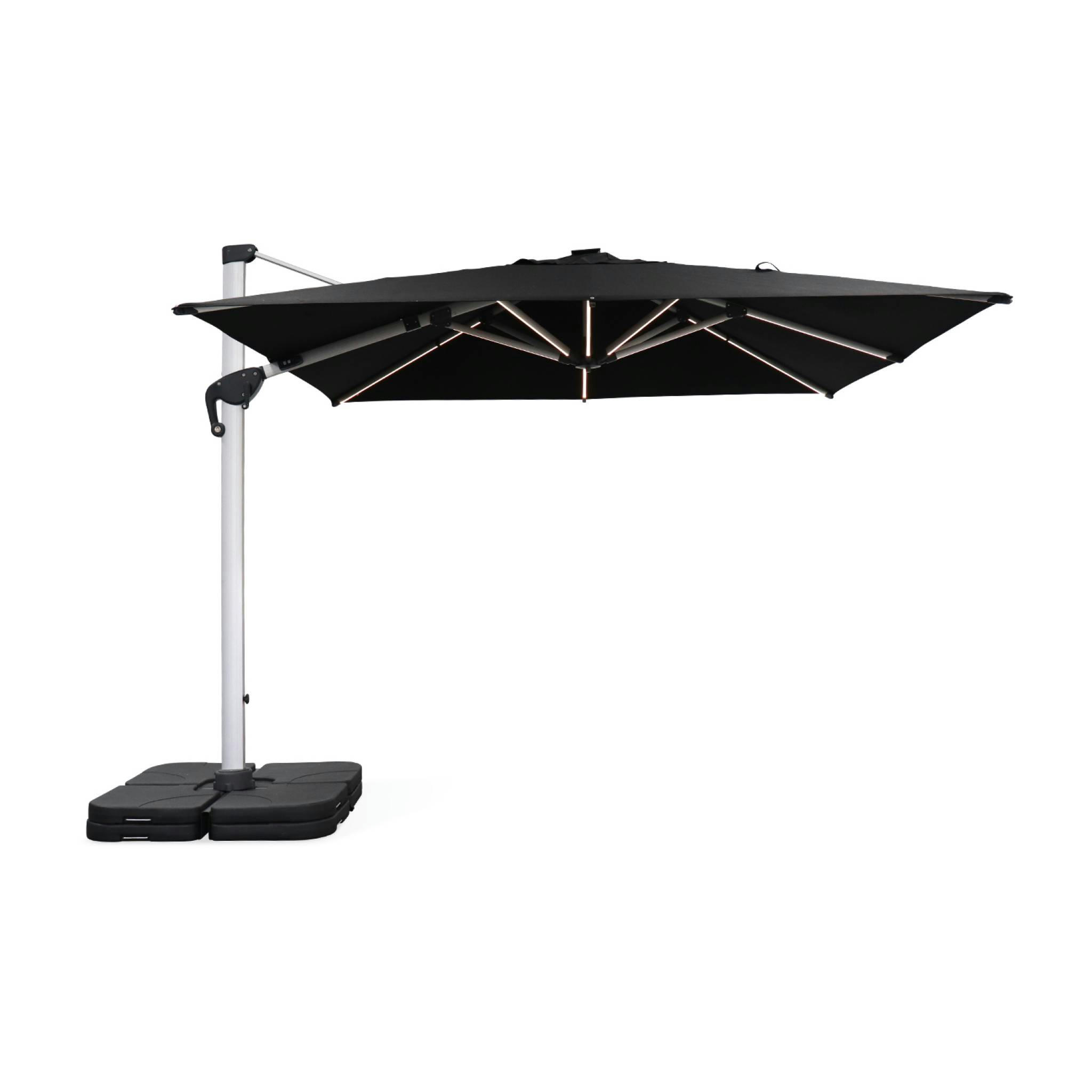PYLA LED - Parasol déporté haut de gamme carré 3x3m - noir - toile