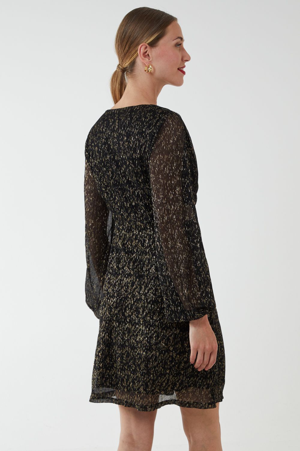Blue Vanilla V-Neck Long Sleeve Dress