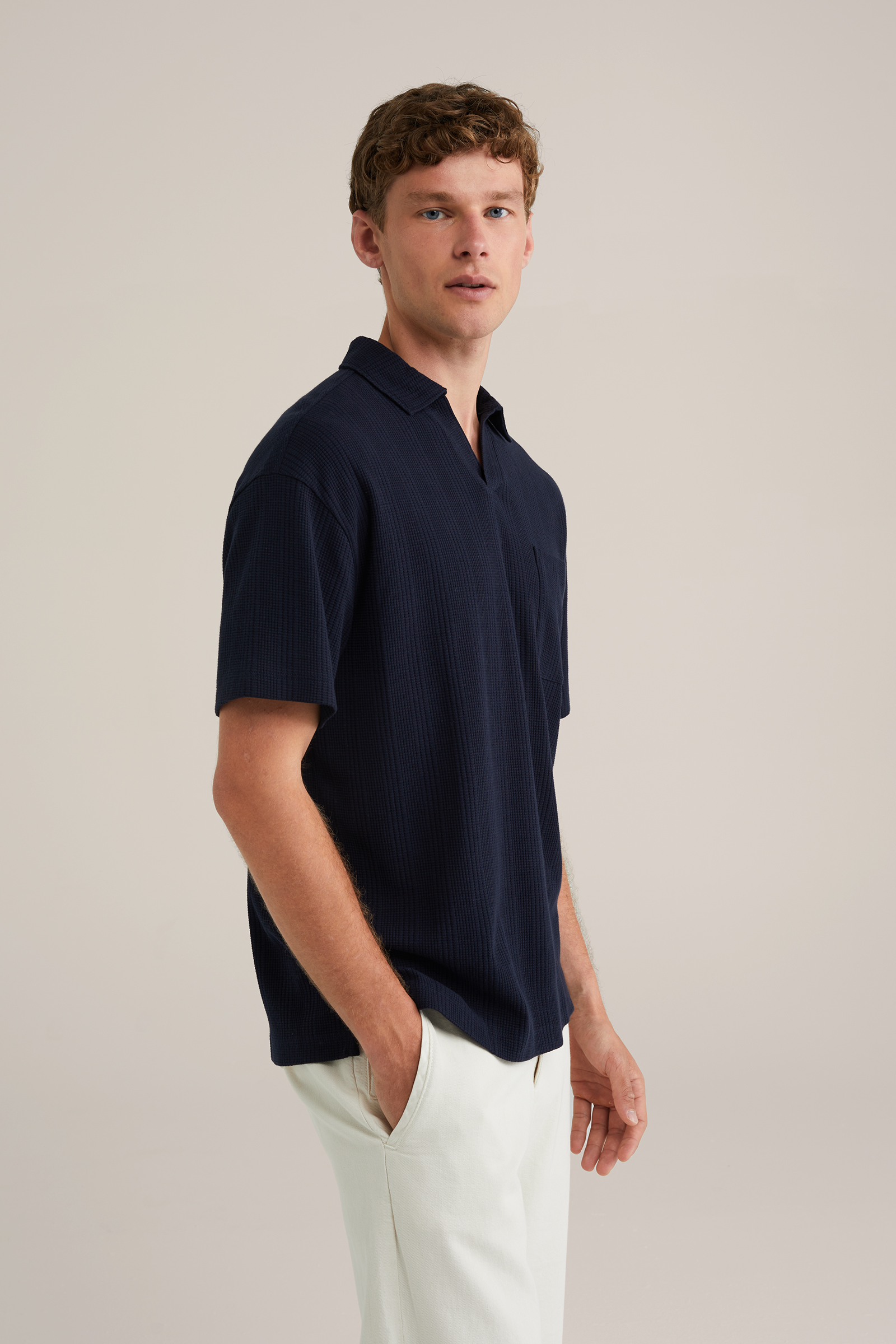 Heren Loose fit polo met structuur