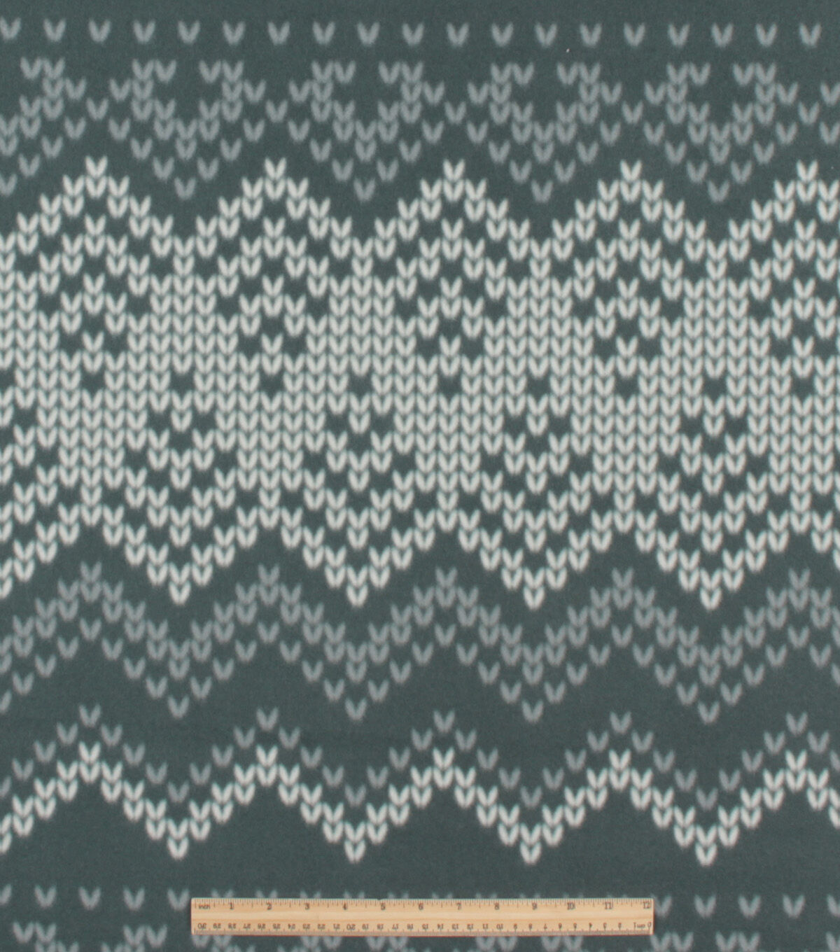 Green & White Knit Blizzard Fleece Fabric