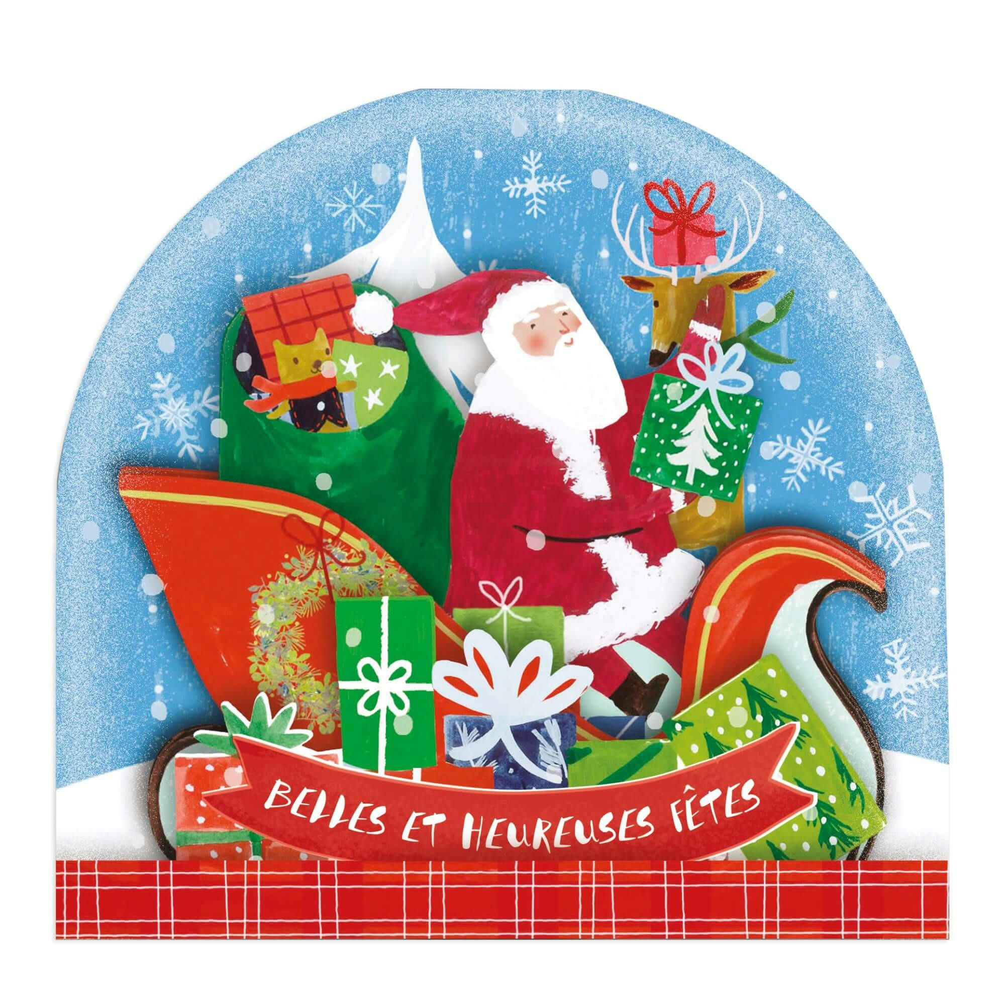 - Carte de voeux noël pop-up 3d traineau du père noël