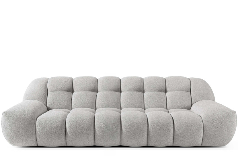 KONSIMO VENA Sofa trzyosobowa styl japandi, efekt "bubble" tkanina boucle