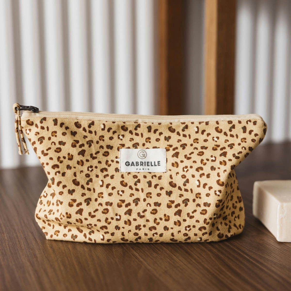 HÔTEL PARTICULIER - Trousse en coton imprimé léopard beige