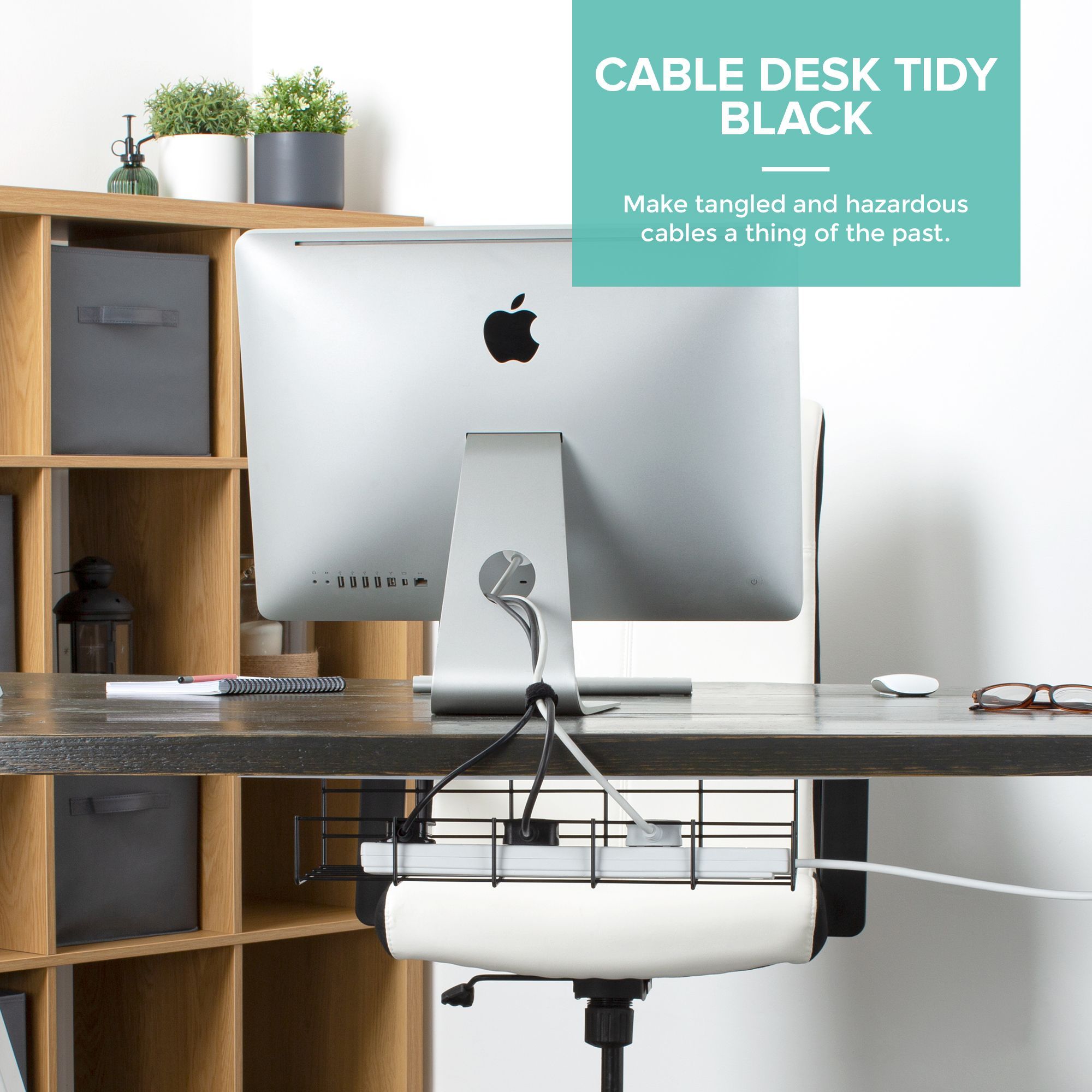 LIVIVO Grey Cable Management Tray for Desk