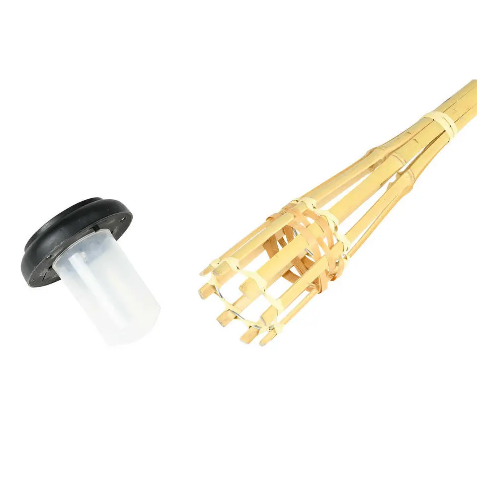 Benson Tuinfakkel - Solar - led tuinlamp - bamboe - 78 cm - bruin