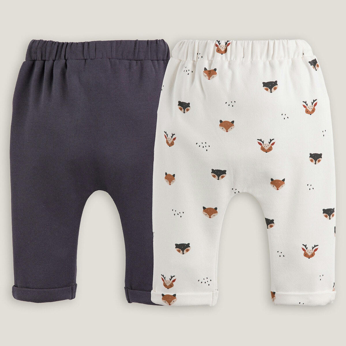 Lot de 2 sarouels molleton, uni + imprimé renards