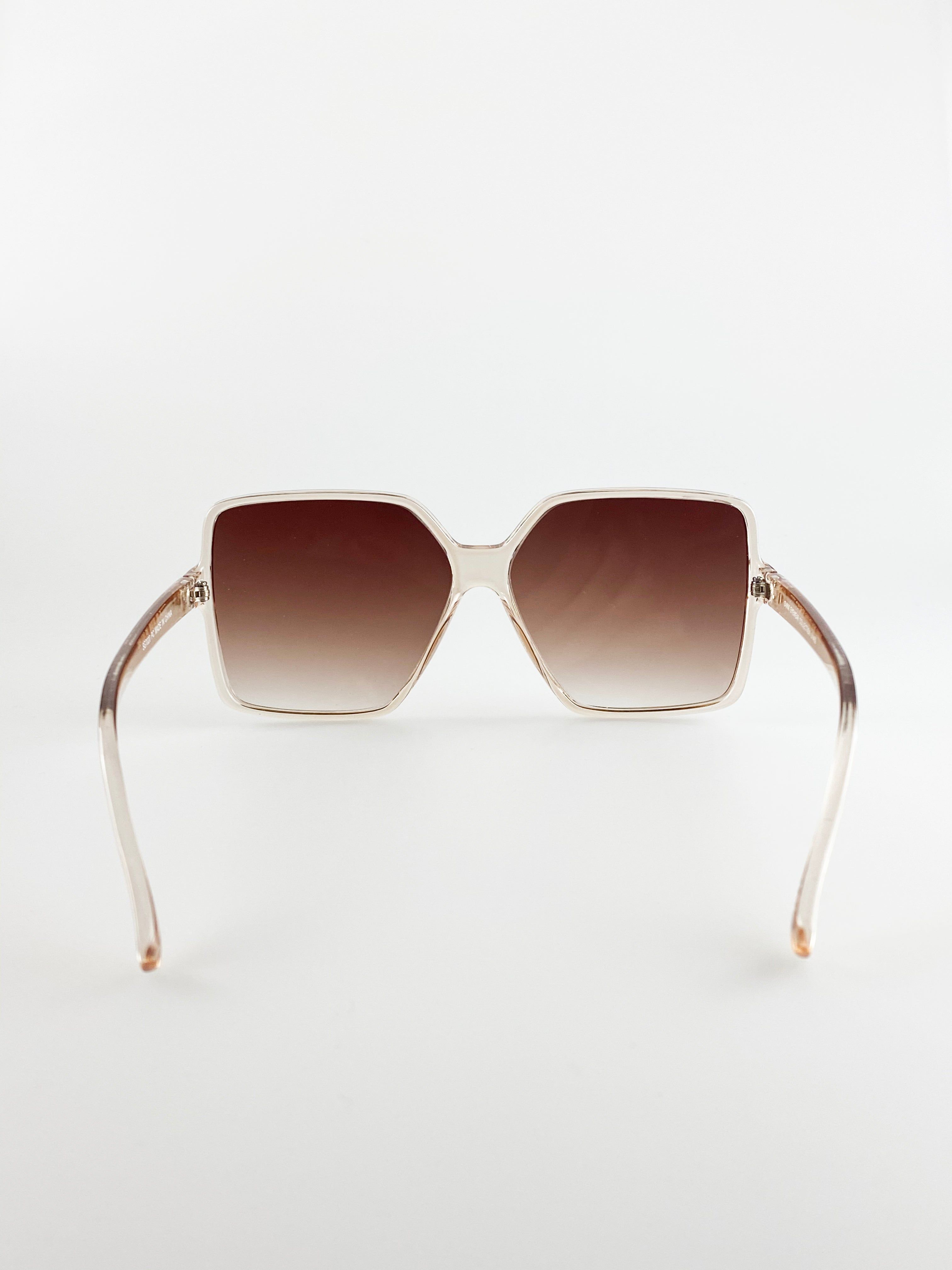 SVNX Oversized Square Sunglasses In Crystal Sand