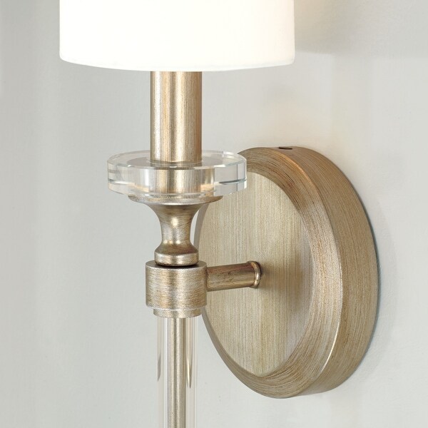 Breigh 1-light Brushed Champagne Wall Sconce w/ White Fabric Stay-Straight Shade