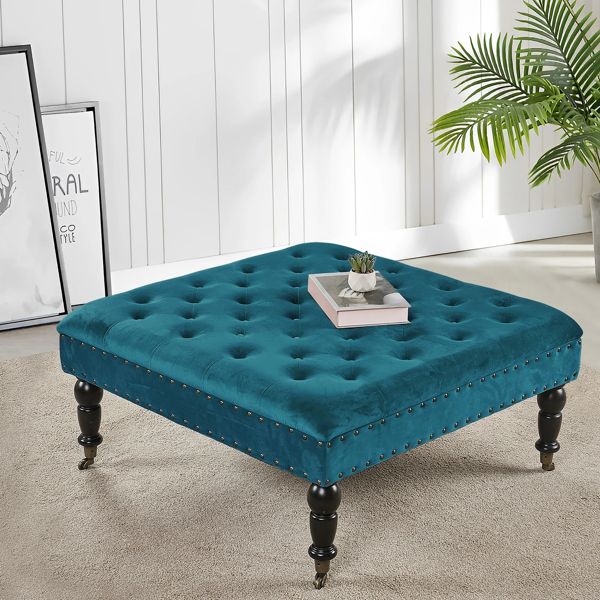Home Soft Things Supersoft Tufted Coffee Table Ottoman - 33 x 33 x 18