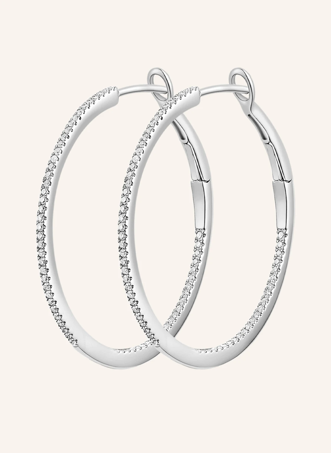 Leaf Creolen CIRCLE M aus 18 Karat Weißgold mit Diamanten
