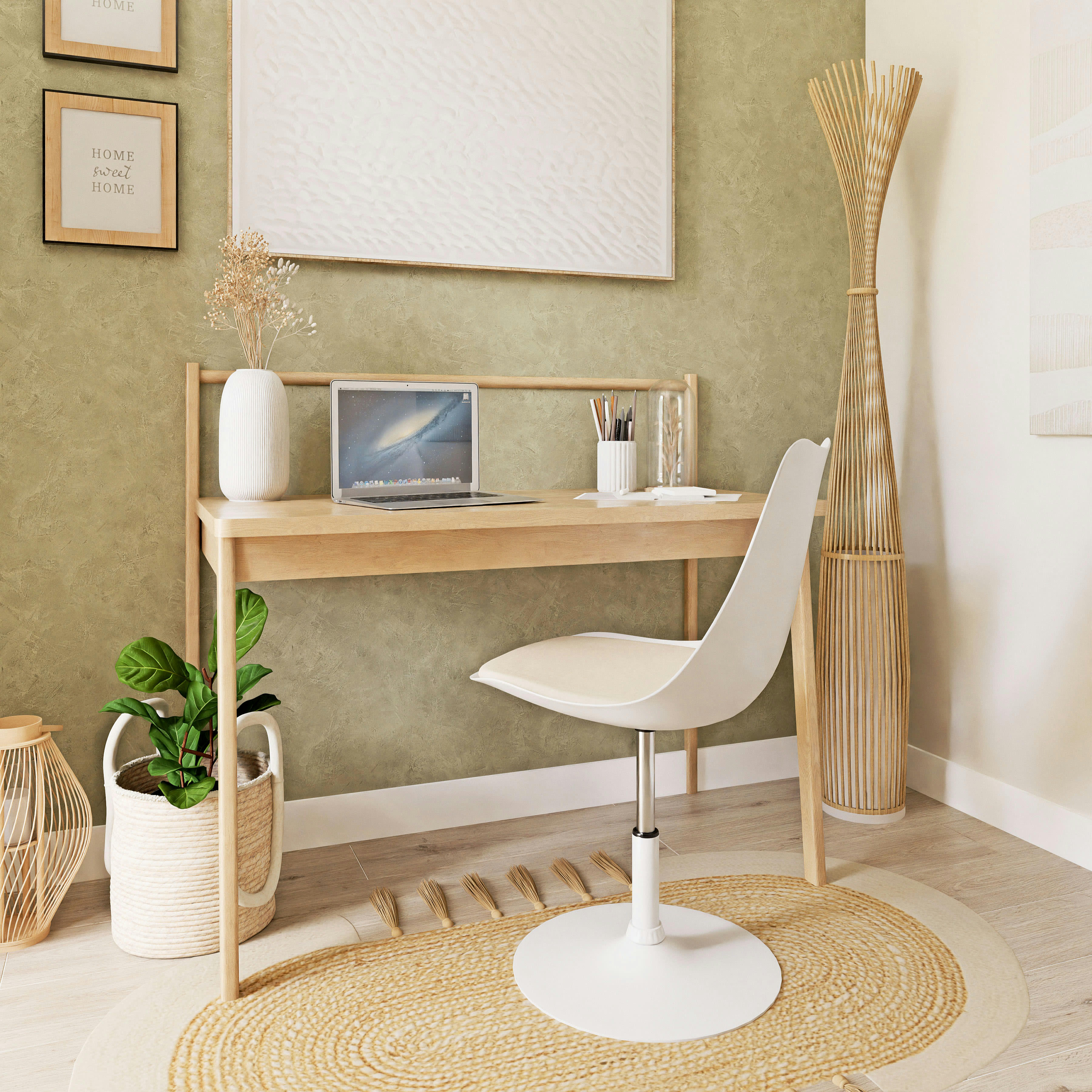 Circle - Chaise en métal blanc mat et tissu beige