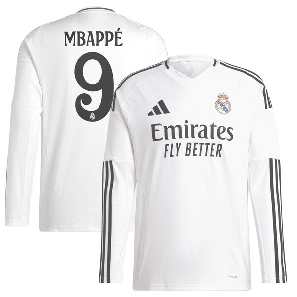 Kylian Mbappé Los Merengues adidas 2024/25 Home Replica Long Sleeve Player Jersey - White