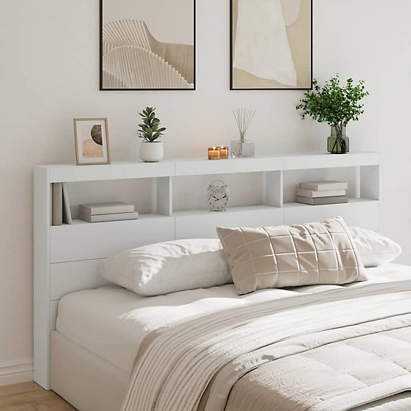 Armoire tête de lit avec LED blanc 200x17x102 cm vidaXL