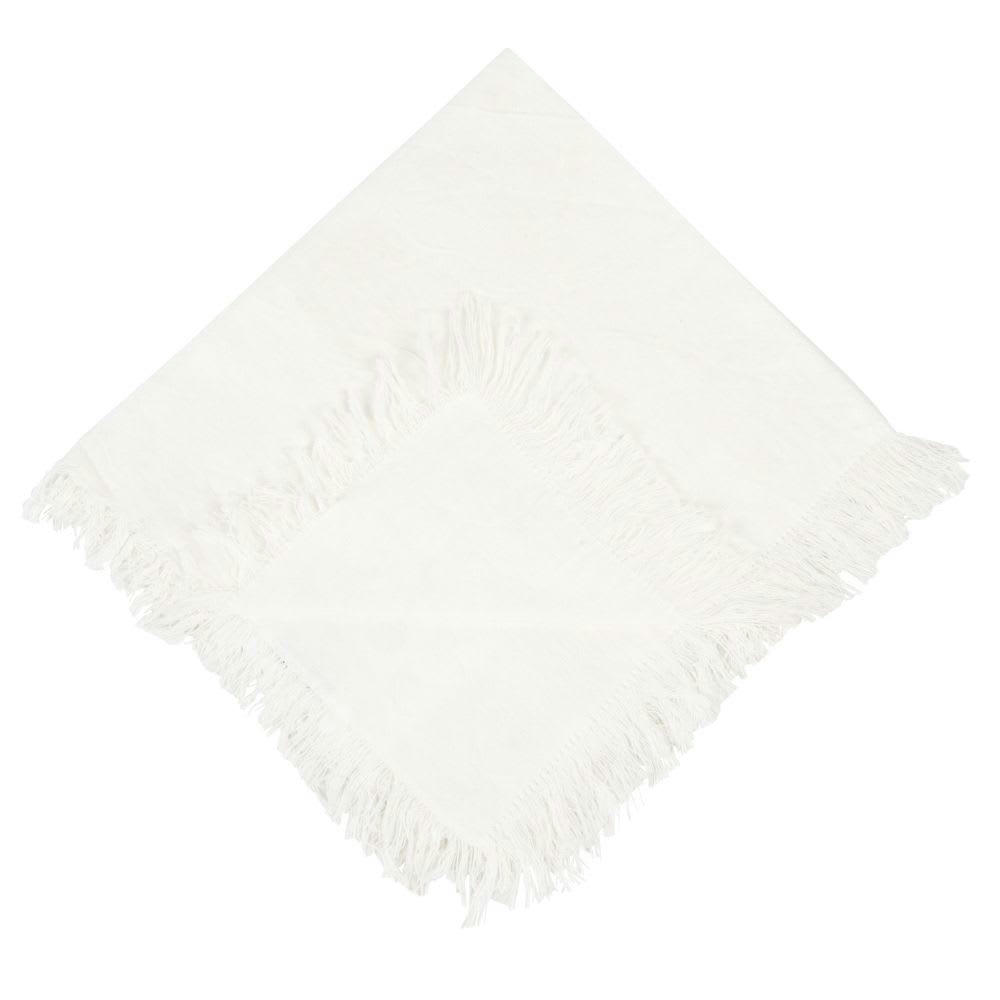 AZILISE - Serviettes en coton bio à franges blanches (x4), 42x42
