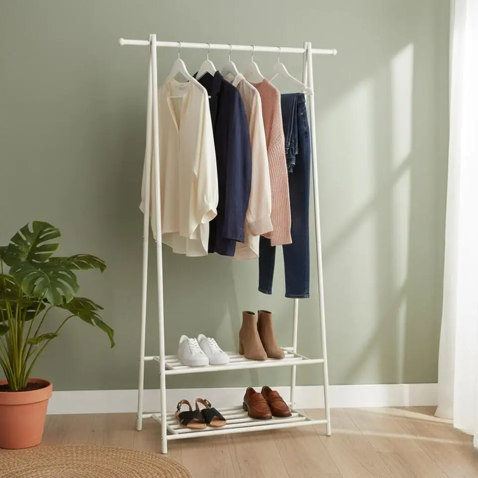 Kledingrek - metaal - wit