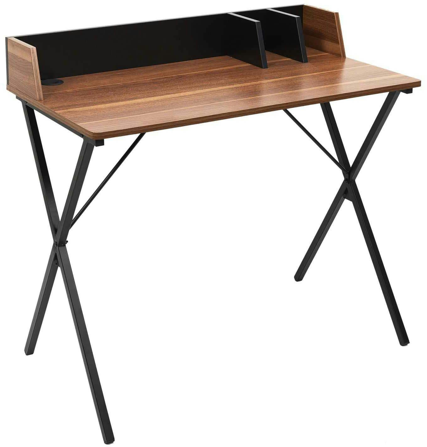 - Bureau en bois et métal brice imitation noyer