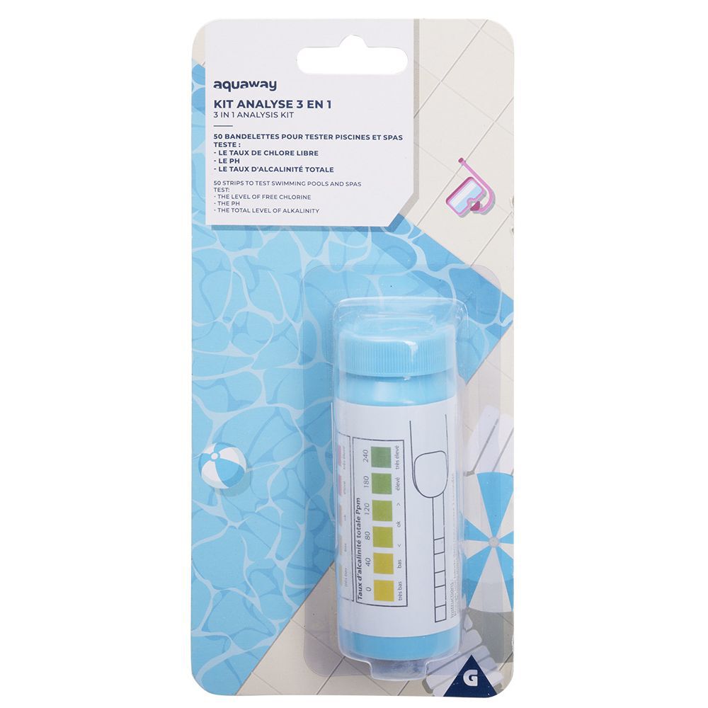 Kit analyse pour piscine 50 bandelettes 3 en 1