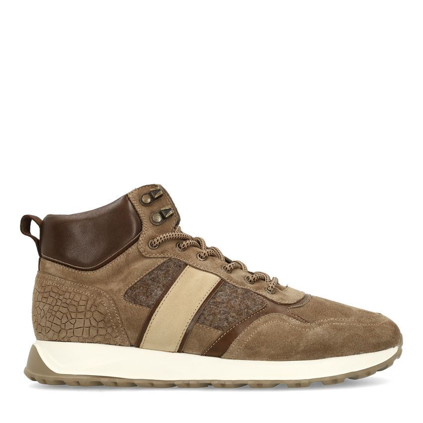 Manfield Taupe suède veterschoenen