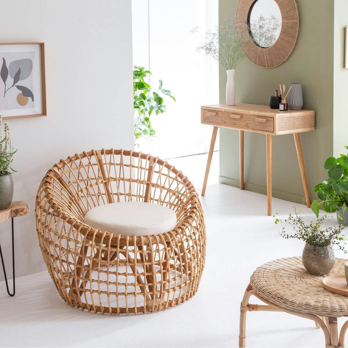 - Fauteuil en bois marron 90 cm