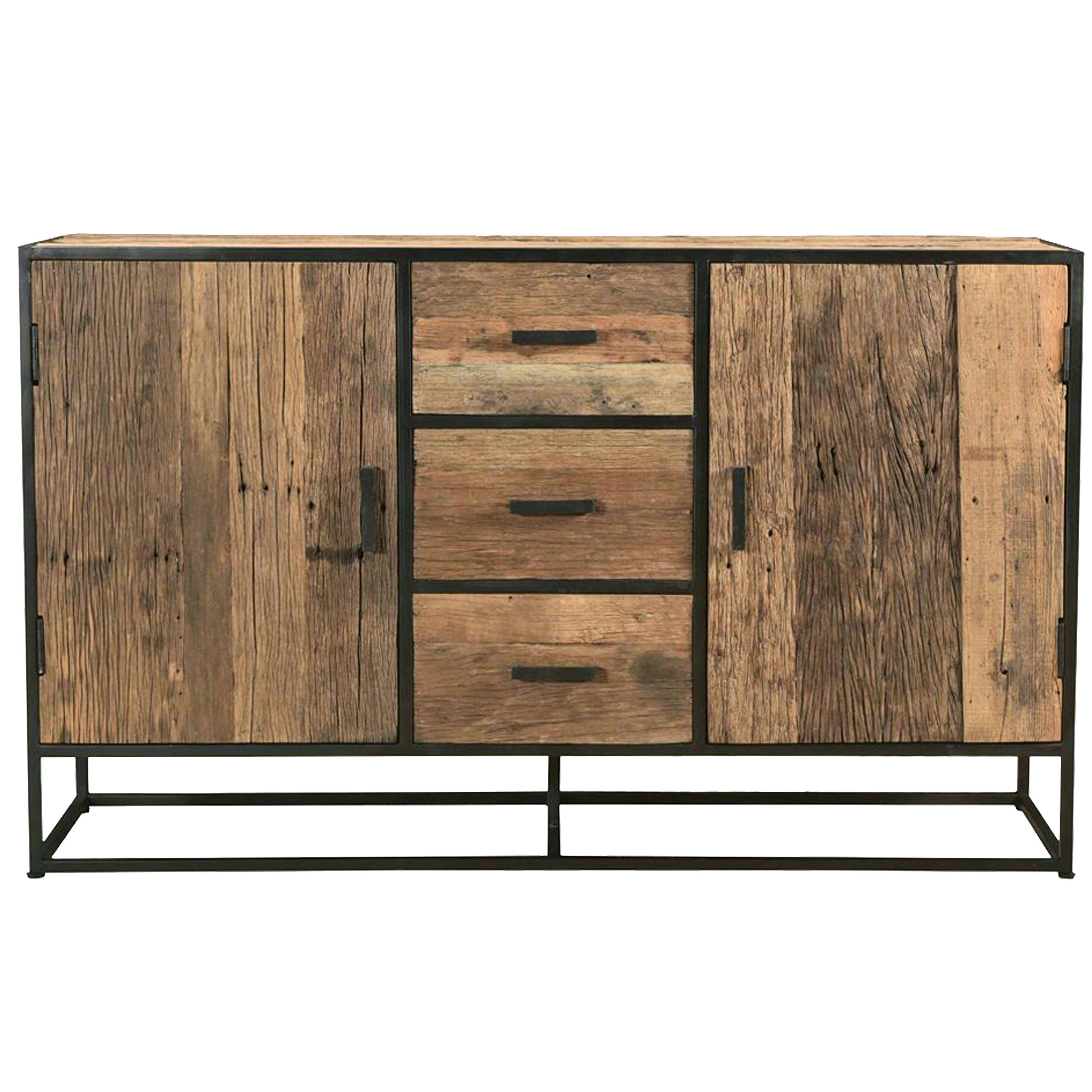 RIVERWOOD - RIVERWOOD-Buffet 2 portes 3 tiroirs,en bois recyclé et métal noir