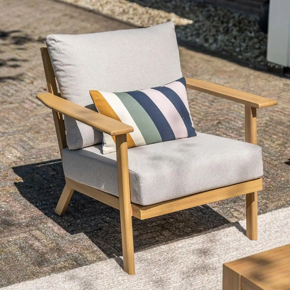 Chicago aluminium lounge tuinstoel - natural teak look