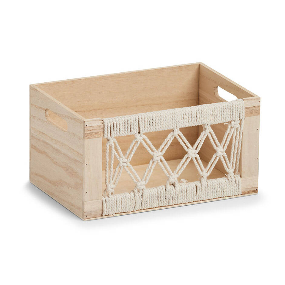 Drewniane pudełko z ażurowym frontem BOHO, 30 x 20 x 16 cm