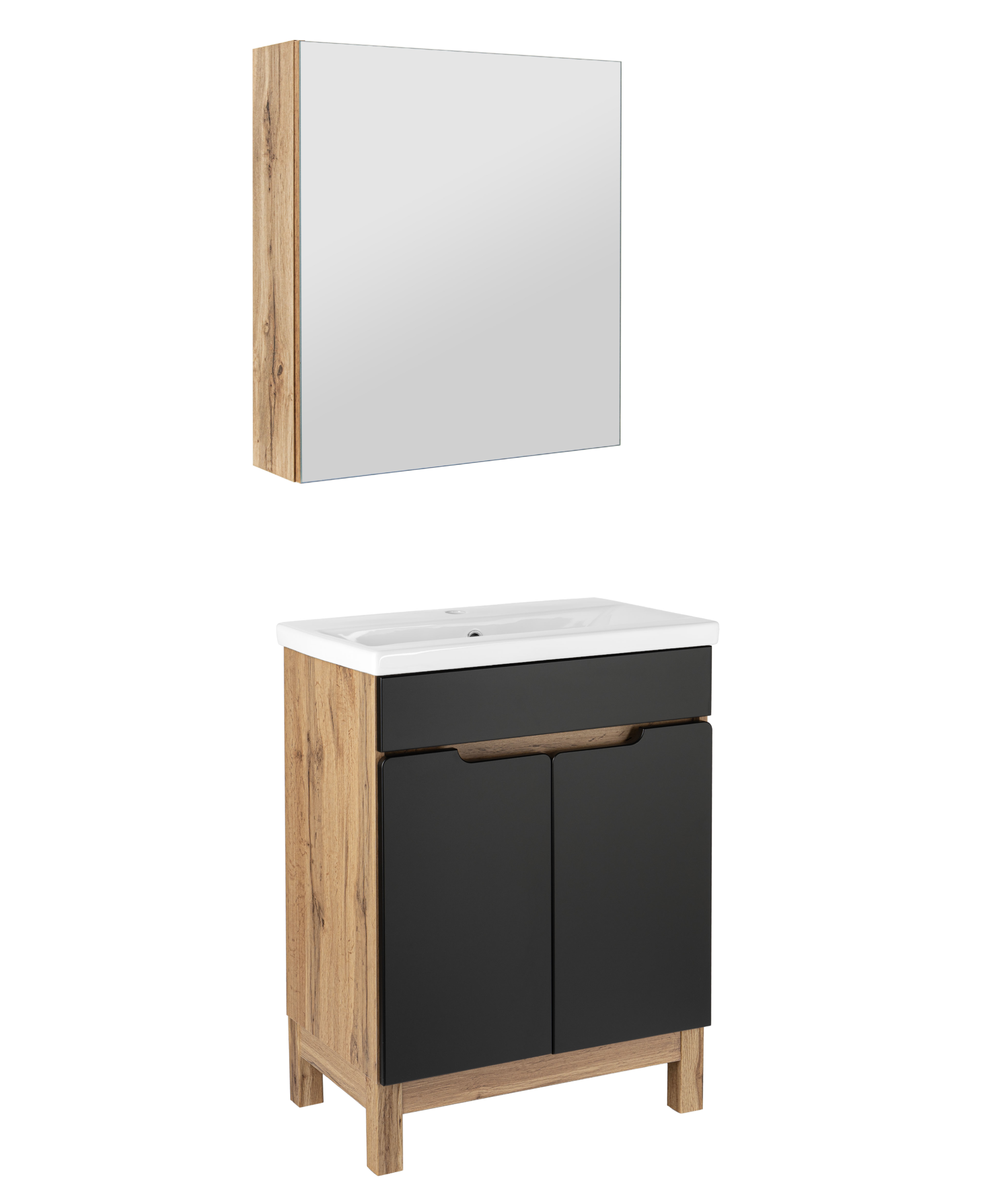 Zestaw Łazienkowy 60cm 2D Alma Dąb Wotan / Czarny Mat 10