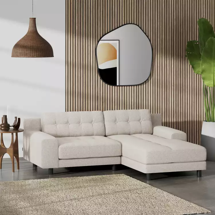 Habitat Hendricks Right Hand Corner Sofa - Natural-Black Leg