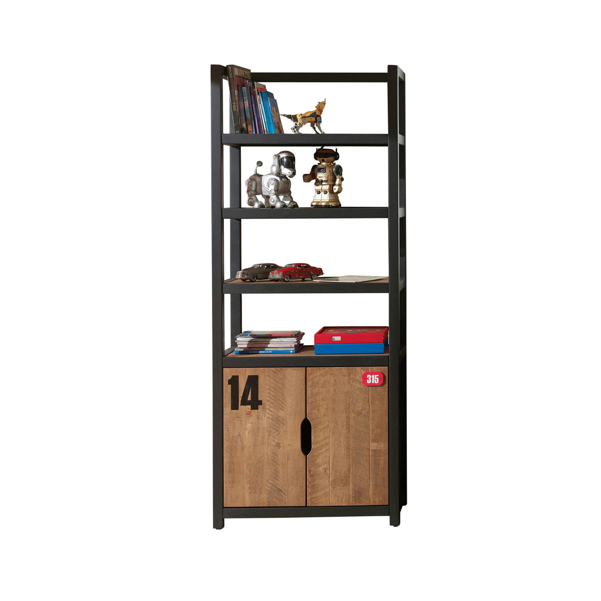 - Bilbliothèque à etagères bois naturel