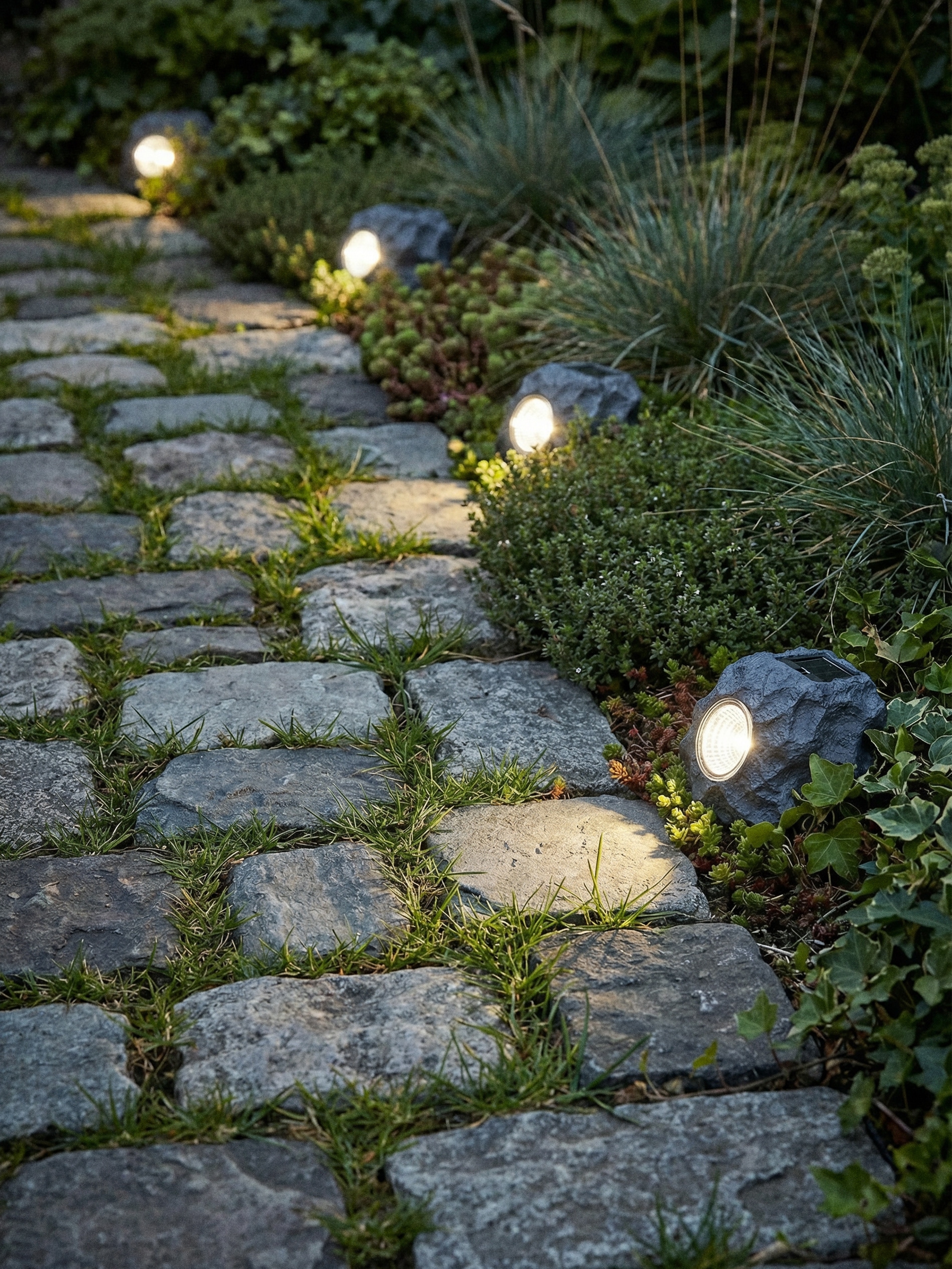 Ogrodowa lampa solarna LED w kształcie kamienia