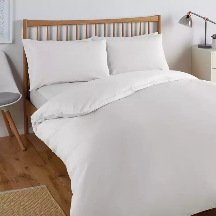 Habitat Cool Lyocell Cotton Plain White Bedding Set - Single