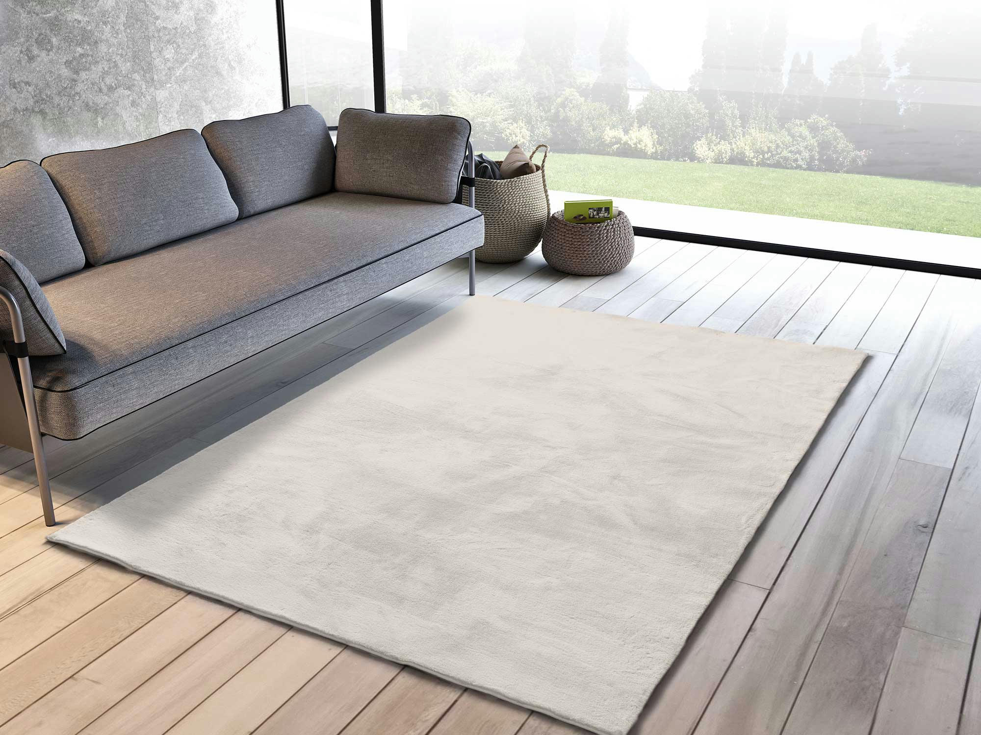 XIANA - Tapis doux et lavable blanc uni, 60X110 cm