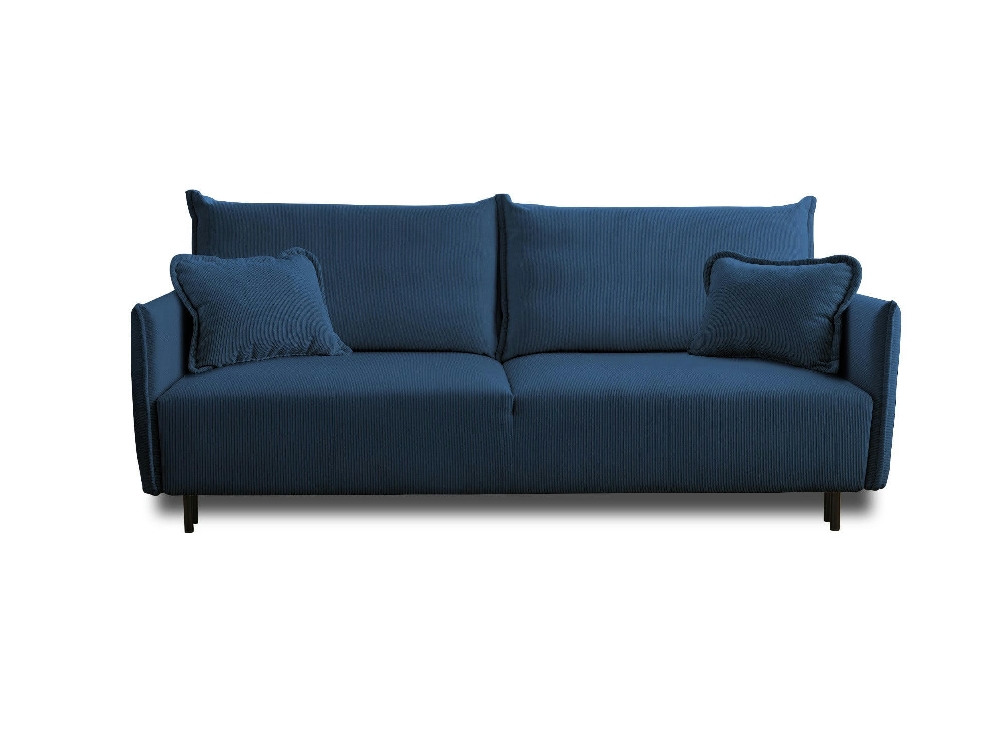 VALENTINA - Canapé droit convertible 3 places en velours côtelé bleu ardoise