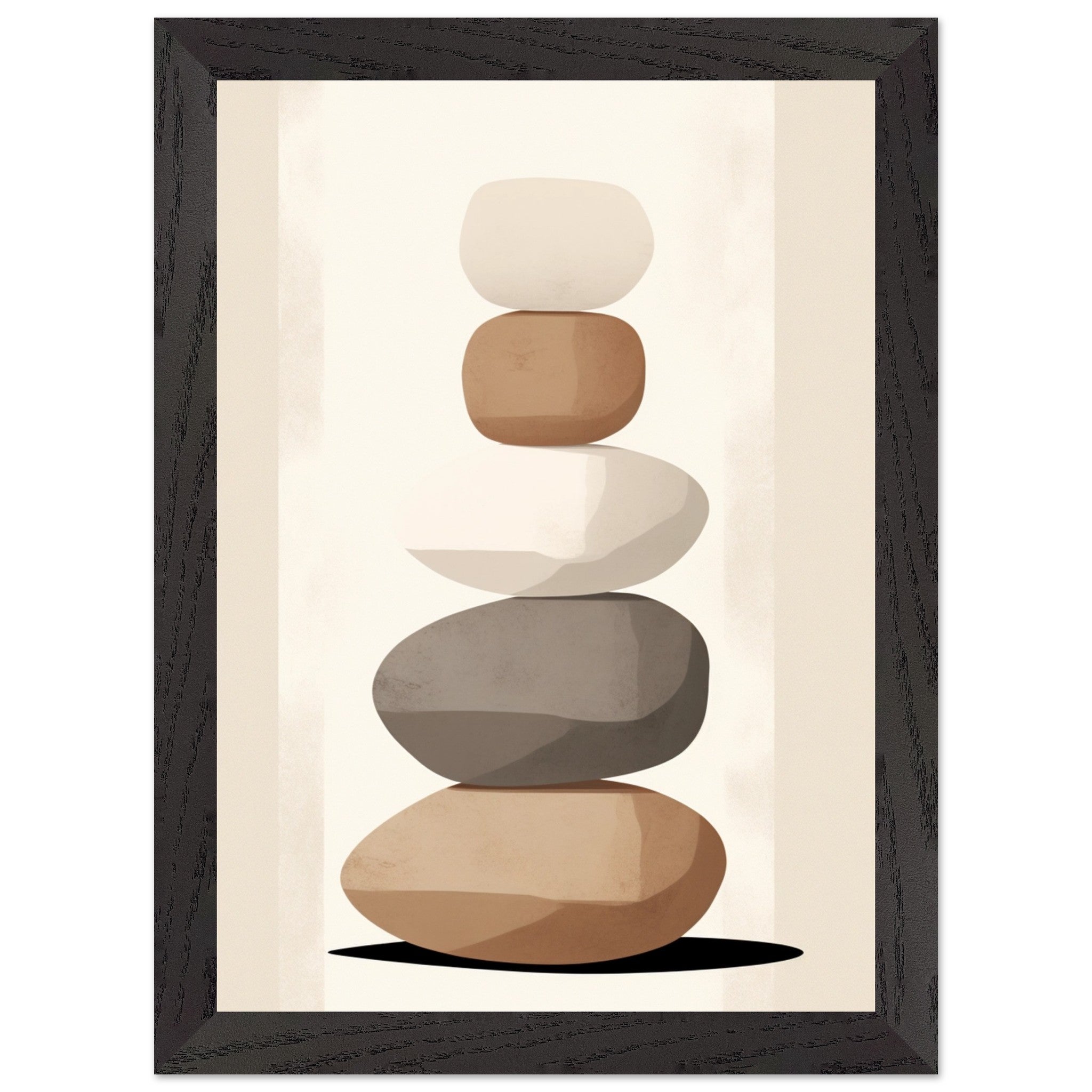 Artfulprints Poster met Lijst Stacked stones  - A4 21x29.7 cm - Taupe