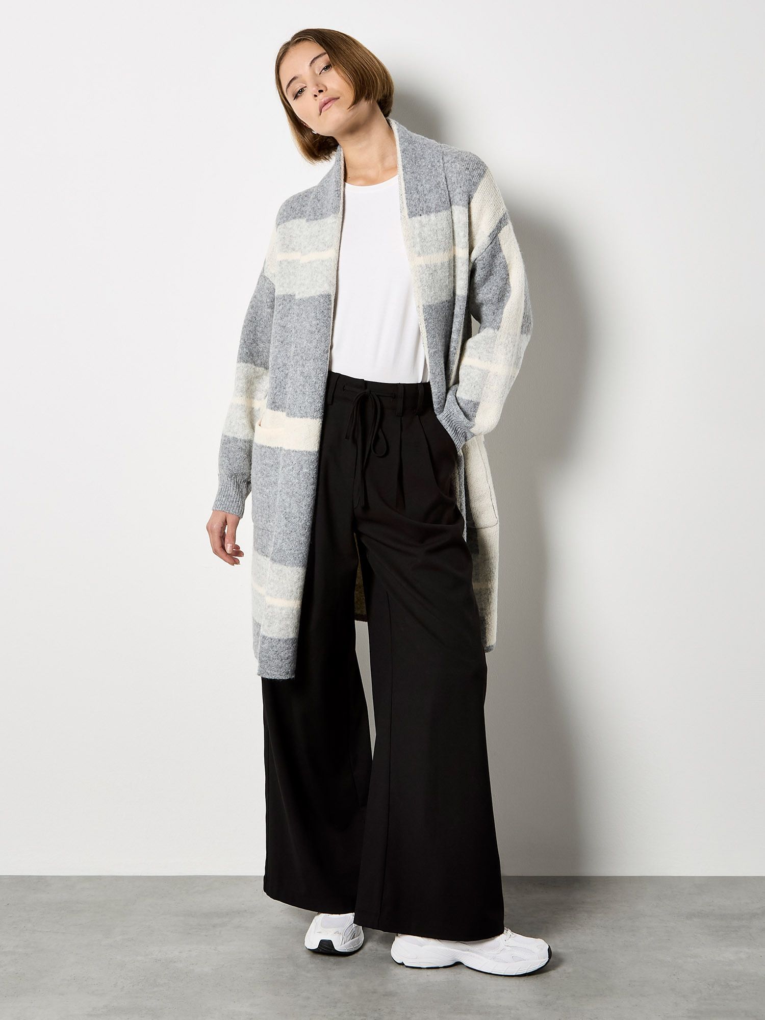 Apricot Stripe Colour Block Long Cardigan